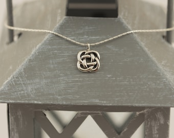 Sterling Silver Endless Knot Necklace Eternal Knot Necklace Symbolic Necklace Layering Necklace Thin Chain Necklace Minimalist Necklace
