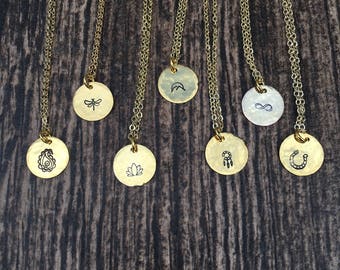 Dainty Gold Charm Necklace| Lotus Tree of Life Paisley Cross Mountains Hamsa Charm Necklace |Yoga Wicca Jewelry | 22K Gold Jewelry