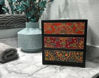 Jewelry Dresser Drawer Hand Painted Wooden Box, Accessory & Soap Storage Bin, Home Decorative Apothecary Cabinet, Item #549211098