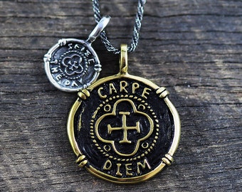 Carpe Diem Necklace Mens Necklace Mens Jewelry Carpe Diem Pendant Men's Necklace Mans Necklace Mens Silver Necklace Gold Necklace