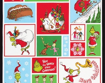 HOLIDAY by Dr. Seuss Enterprises from How the Grinch Stole Christmas ADE-16708-223 Fabric 24" Panel