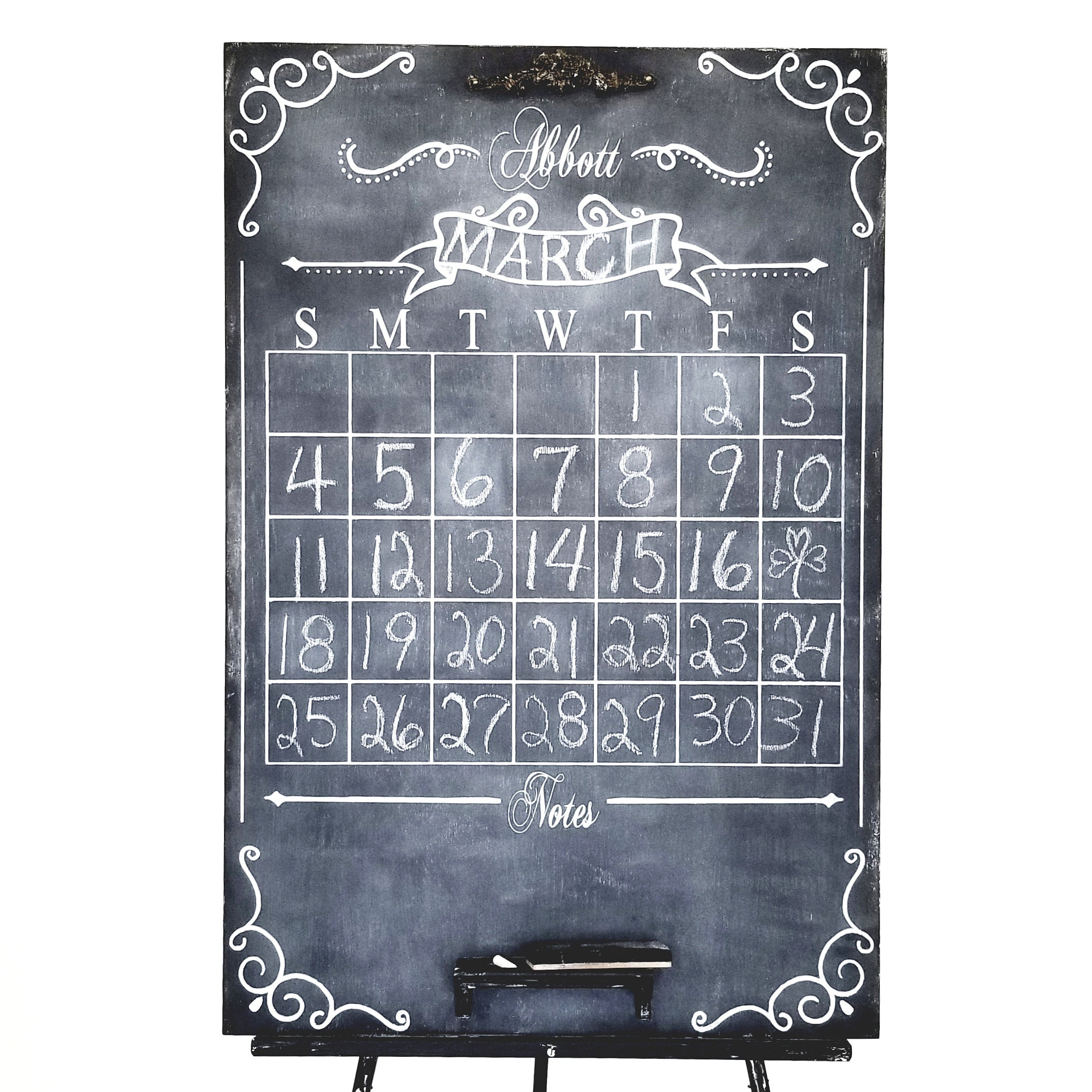 LARGE Wooden CHALK BOARD Calendar Chalk Art Personalized
