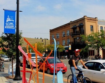 Bike Lane - Street Art on Higgins in Downtown Missoula MT - Ready to Frame Print