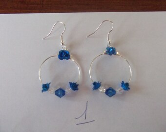 Pink flower hoop earrings
