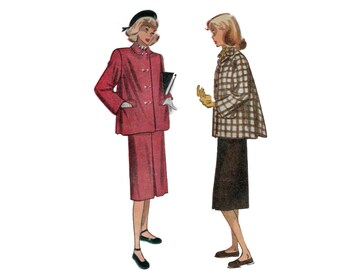 50s Coat pattern Pencil Skirt pattern vintage 34-28-37 Box Pleats Swing Coat pattern simplicity 2150