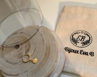 Tiny gold plated shell earring