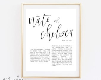 Custom Calligraphy Wedding Vows - Printable Wedding Vows - Digital Download - First Anniversary - Paper Anniversary Gift - Wedding Gift