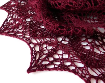 Cherry Hand knit lace shawl Knitted cashmere shawl Knitting shawl Openwork wrap Knit lace scarf Wedding bridal knit shawl wrap Made to order
