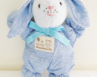 Blanket in the shape of Bunny Blue 100% cotton fabric with paperwork 25 cm