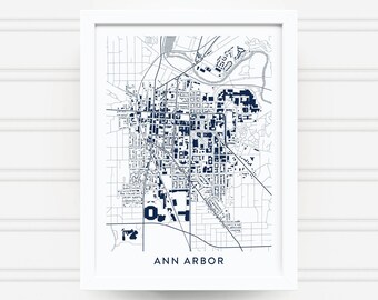 ANN ARBOR MICHIGAN Map Print / College Graduation Gift / Michigan Wolverines Gift / University of Michigan / Gift for Him Her / Art Poster
