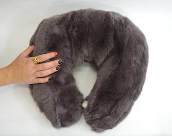 Real fur travel pillow, cervical support neck pillow, ergonomic pillow, airplane travel pillow, car pillow hide, side fur pillow, real fur.