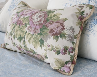Antique / Vintage French Lavender Floral and Ticking Pillows French Country Charm Shabby Chic