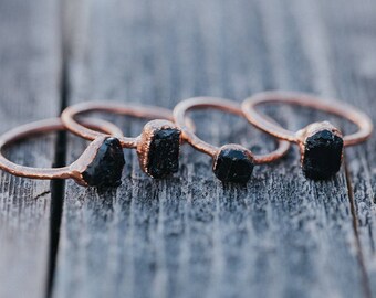 Black Tourmaline Ring | Raw Crystal Ring | Raw Gem Ring | Unique Engagement Ring | Raw Stone Engagement Ring | Anniversary | Promise Ring