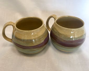 Stoneware mug - pottery mug - handmade pottery coffee mug - wheel thrown mug - hug mug