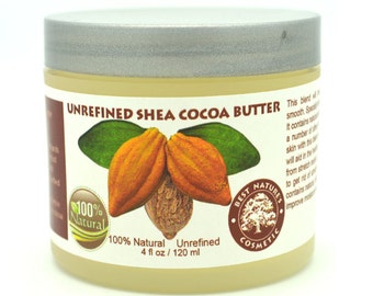 Unrefined Shea - Cocoa Butter. Helps to promote elasticity, healing of chapped skin, reduces or prevents from stretch marks, scars 4 oz