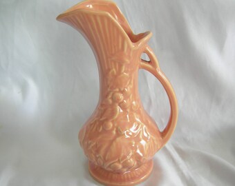 McCOY Salmon Pink Pitcher Vase | Vintage Mid Century