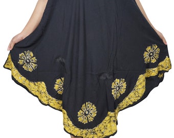 Sun To Earth Beach Breeze Cover Up Tank Dress Summer Fashion Sleeveless Batik Embroidered Sundress