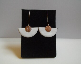 Dangling earrings, enamel, copper and Silver 925/1000
