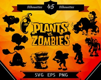 45 Plants vs Zombies Silhouettes/pvz svg/pvz clipart/pvz silhouettes/pvz shirt/pvz birthday/plants svg/plants clipart/zombies svg/zombies