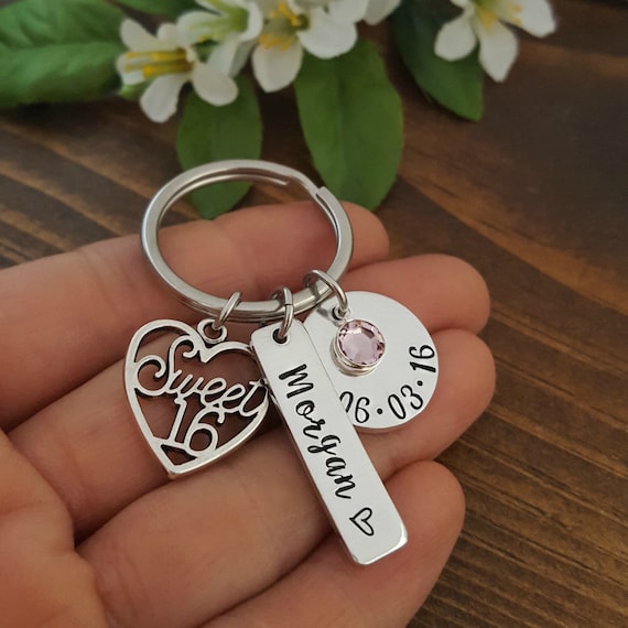 Sweet 16 Keychain 16th Birthday Gift Personalized Sweet 16