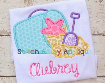 Summer Sand Pail Beach Bucket Machine Applique Design