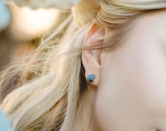 raw sapphire earrings | blue sapphire earrings | rough sapphire jewelry | raw stone earrings | september birthstone earrings | stud earrings