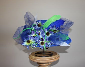 KY Derby Hat - Blue Chiffon Chapeau