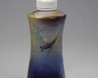 Blue lotion pump, blue lotion soap dispenser, lotion pump, soap dispenser, dragonfly lotion pump, ceramic lotion pump, pottery lotion pump