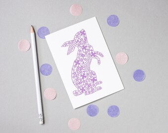 Happy Easter Bunny Rabbit Papercut Card