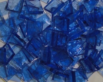 100 1/4" Lt CORNFLOWER BLUE Transparent Stained Glass Mosaic Tiny Tiles T13