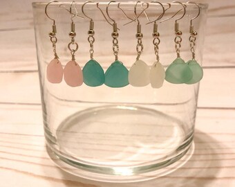 Faux Sea Glass Dangle Earrings