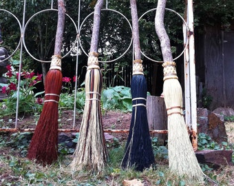 Witch Besom in your choice of Natural, Black, Rust or Mixed Broomcorn - Magical Broomstick - Witch's Broom