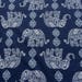 IVORY On Navy ELEPHANTS W/MEDALLIONS - Double Brushed Poly Spandex - By The Yard