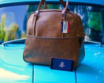Vintage American Tourister Brown Overnight- Weekend Bag - Carry On
