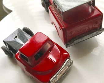Red Truck Friction Tin Toy Lot of 2 Japan 1950s Vintage+++