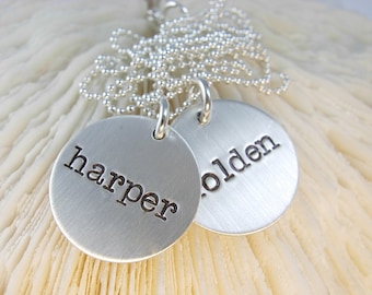 Mommy Hand Stamped Jewelry - Engraved Name Necklace