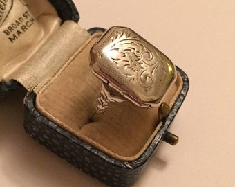 Poison Ring, Locket Ring, Silver Poison Ring, Silver Locket Ring, Sterling Silver, Silver 925 Ring, Engraved Poison Ring, Rare Ring
