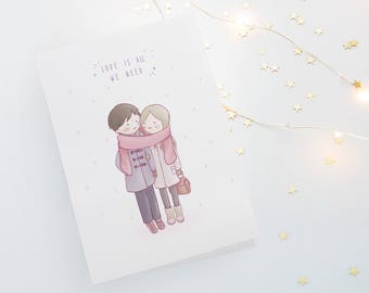 Valentines Card Printable, Love Is All We Need, Instant Download