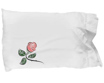 Pink Rose Pillowcase, Pretty Spring Bedding, Teen Pillowcase, College Dorm Pillowcase