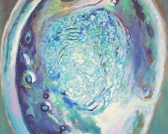 18 x 24 Fine Art Canvas Print Deep Blue Abalone Mounted Ready to Hang