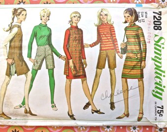 Vintage 1960s Womens Dress Pattern with Jumper Shorts and Blouse - Simplicity 7208