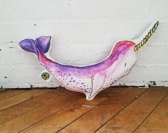 Narwhal throw pillow, stuffed animal