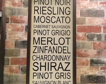 Wine list painted solid wood sign