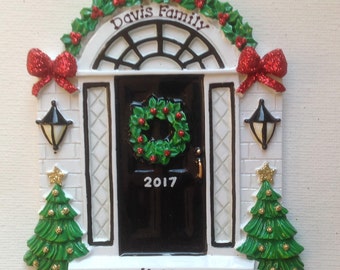 Personalized Black Door Christmas Ornament Personalized Black Door Christmas Ornament