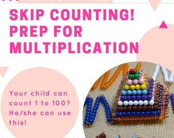 Montessori short bead chain / prep for multiplication / Math material / skip counting/educational material / homeschooler