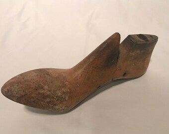 Antique Wood and Metal Shoe Mold, High Heel, Cobblers Shoe Form, LA RUE size 8 AA 10" long