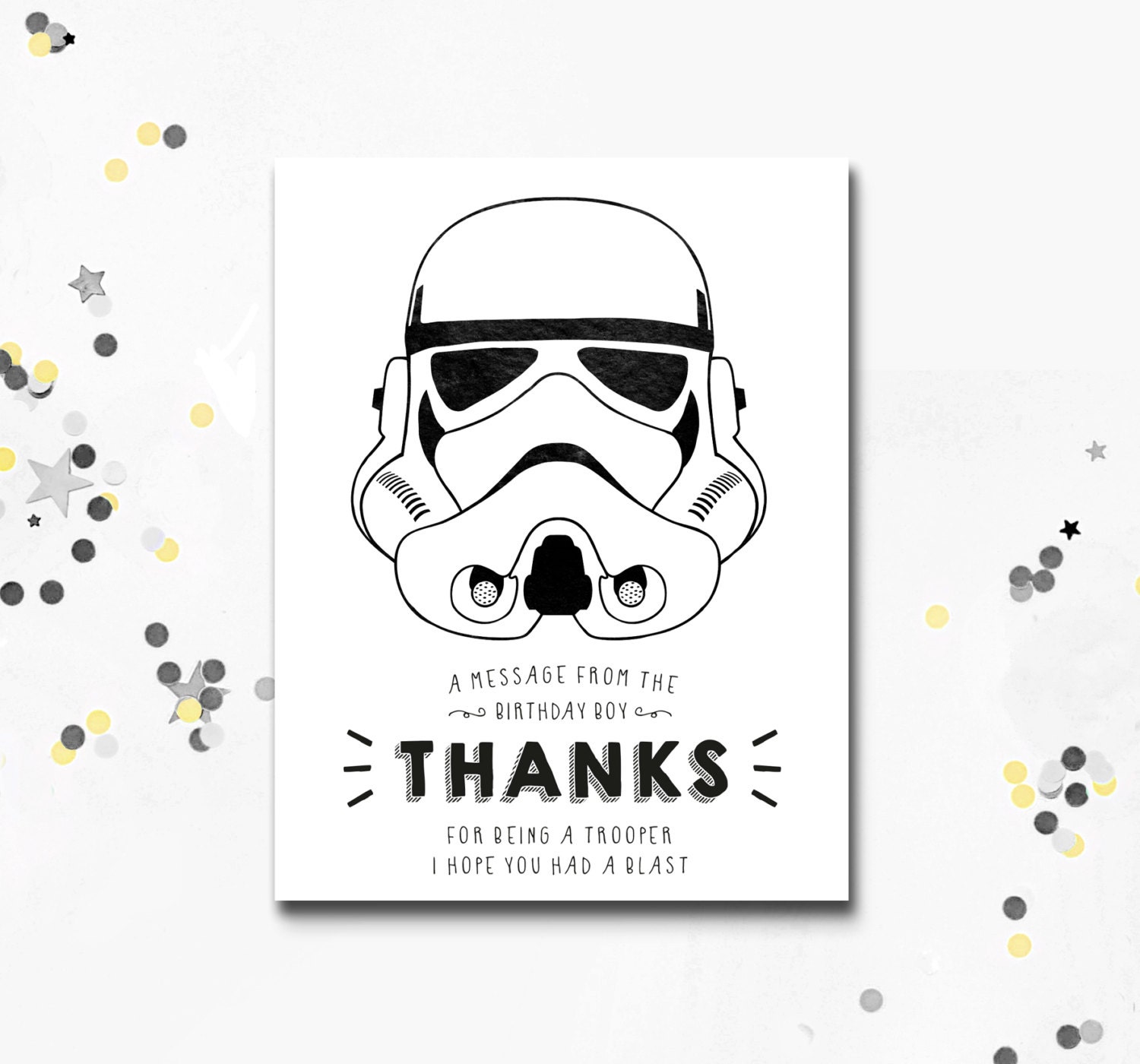 Stormtrooper Thank You Card Star Wars Printable Card Darth