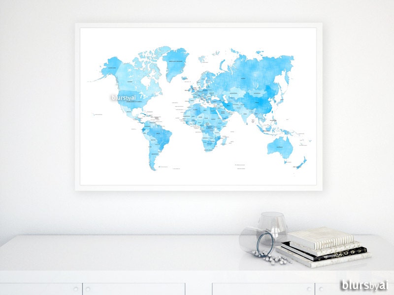 36x24 PRINTABLE world map with countries and names