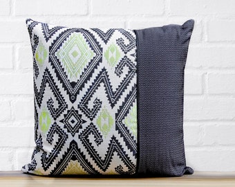 Green and Black Color-block Pillow