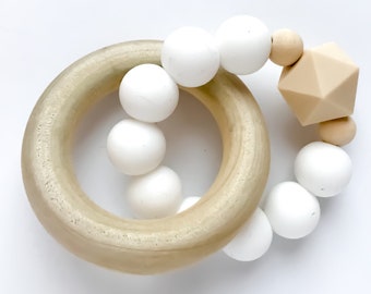 Teether Ring - white & beige